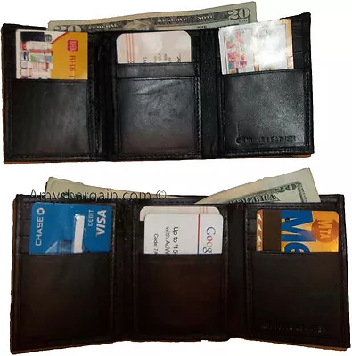 New Trifold Leather Man’s Wallet 9 Credit Card Spaces 2 Bill Slots Change Purse • $7.96