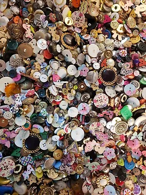 Lot Of 100 Sewing Buttons Old New And Sometimes Vintage Too!  Scrapbooking Quilt • $14.95