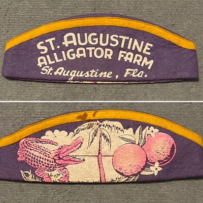 $68 • Buy 1940s St. Augustine Florida Alligator Farm Souvenir Felt Hat