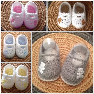 Handmade Warm Crochet Baby Boy Girl Lot Booties Shoes Newborn-6m Christmas Gift • £4.50