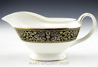 Minton England GRANDEE BLACK AND GOLD GRAVY SAUCE BOAT Excellent • $29.69