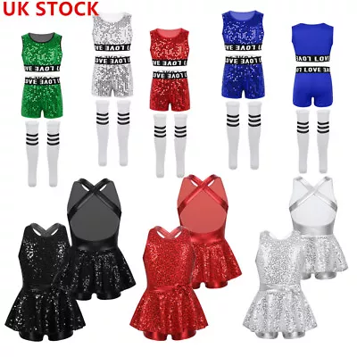 £15.82 • Buy UK Kids Girls Jazz Dance Leotard Hip-hop Street Dancewear Dress Sequins Outfits