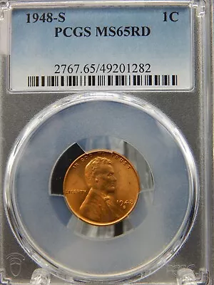 1948-S PCGS MS65 RD RED Lincoln Wheat Back CENT #BF-67 • $2.25