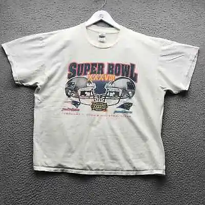Vintage Super Bowl New England Patriots Vs Carolina Panthers T-Shirt Men's XL* • $19.99