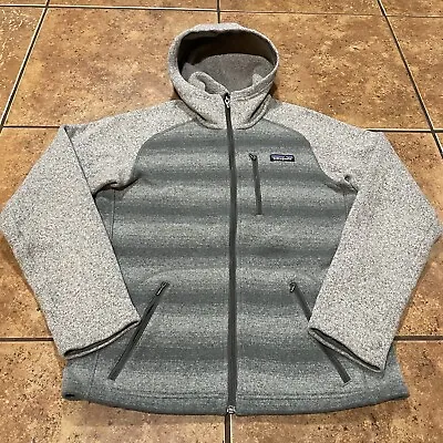 Patagonia Better Sweater Full Zip Hoodie Mens Small Grey Tiba Stripe 25662 • $39.95