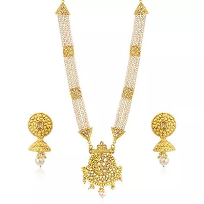 Indian Traditional Long Haram Gold Plated Jewellery Set For Women • $13.33