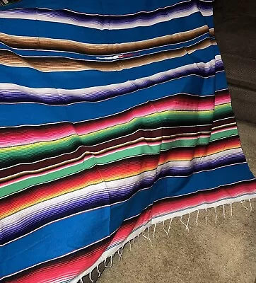 Authentic Mexican Serape  Brilliant Colors 84 X 58 • $0.99