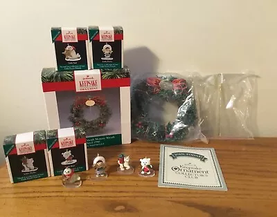 NEW Hallmark FROSTY FRIENDS Memory Wreath & Mini Ornament COMPLETE Set Of 4 • $24.99