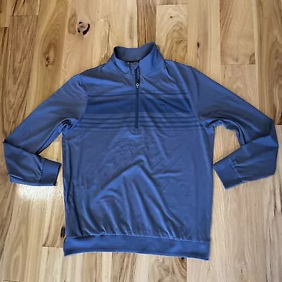 Travis Mathew Pullover Quarter Zip Long Sleeve Shirt Blue Gray Mens Large • $22.97