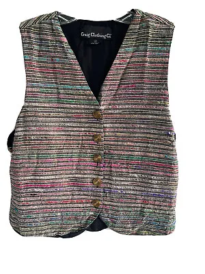 Vintage 90’s Metallic Stripe Vest L Fits Like M Punk Rock Indie Craig Clothing • $25