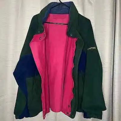 VINTAGE Nautica Reversible Fleece Jacket Size Medium Mens 90s Color Block Logo • $40