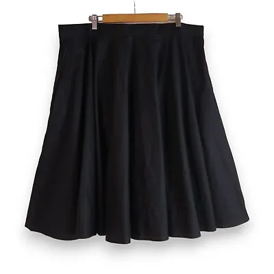 Hell Bunny Paula Black Swing Skirt UK 22 50s Retro Style Full Circle Pockets • £24