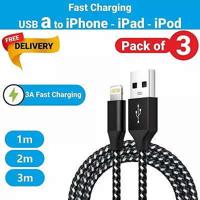 IPhone 6 7 8 X XS XR 11 12 13 14 Pro IPad Fast Charger Charging Cable 2m Long • £2.99