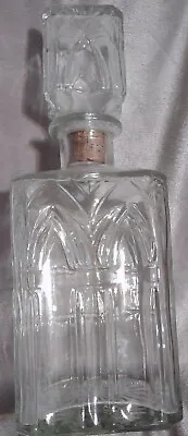 Vintage Clear Glass Square Whiskey Decanter With Stopper Barware • $6