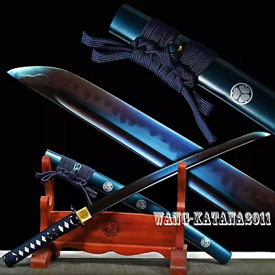 Tokugawa Wakizashi Blue Clay Tempered T10 Steel Japanese Samurai Sharp Sword • $145