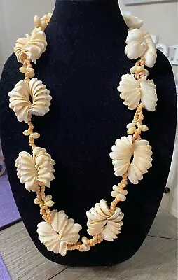 Vintage Hawaiian Wedding  Lei Necklace No Clasp And Flower Shells Beautiful • $30