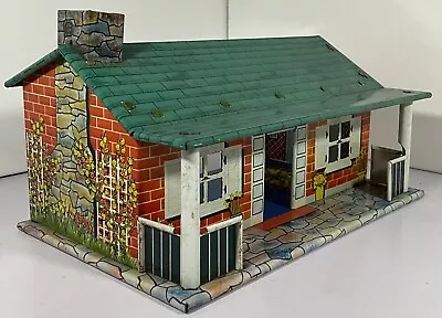 Vintage Lithographed Tinplate Marx ‘swansea Cottage’ Small Doll House 1952 • $56