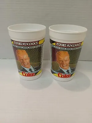 1980s Max Headroom Promo Coca Cola Plastic Drinking Cup Catch The Wave (2 Cups) • $22