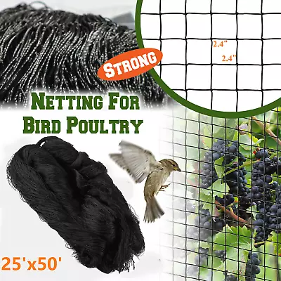 25'X 50' Bird Barrier Net Poultry Aviary Game Pens Net Anti Bird Netting Garden • $16.69