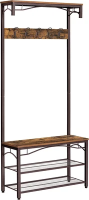 $65.26 • Buy VASAGLE ALINRU Coat Rack, 3-In-1 Hall Tree, Entryway Shoe Bench Coat Stand, Stor