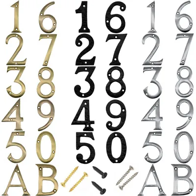 CHROME / BRASS / BLACK HOUSE DOOR NUMBERS 3  / 75mm Numeral Flat Apartment Metal • £3.79