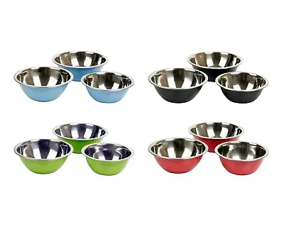 Set Of 3 Mixing Bowls Stainless Steel Metal Bowl Set Coloured 1.3L 1.8L & 2L • £9.99