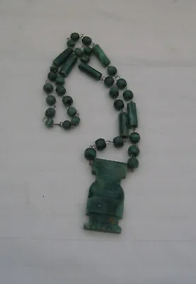 Uncommon Vintage 20th C. Mexican “jade” (green Tinted Agate)&malachite Necklace  • £19.29