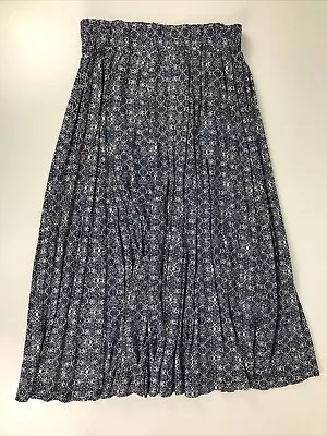 Millers Skirt Blue Size M 12 14 White Geo Print Maxi Long Elastic Waist Boho • $22