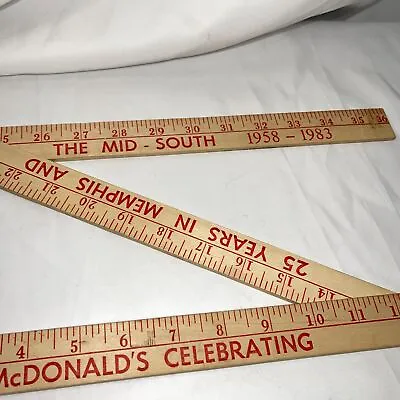 McDonald's 25 Years Memphis 1958-1983 Trifold Wooden Yardstick VINTAGE • $22.95