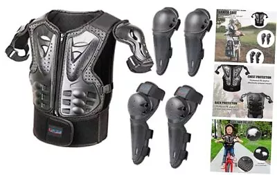 Kids Motorcycle Full Body Armor Suit Dirt Bike GearChest Spine Back Black • $47.18