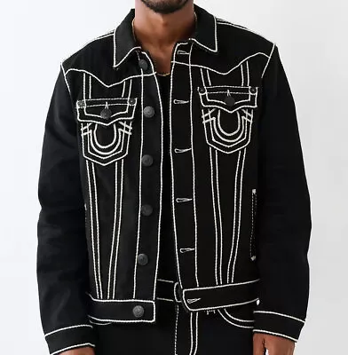 True Religion Men's Jimmy Black Rinse Rope Stitch Denim Jacket - 108411C • $138