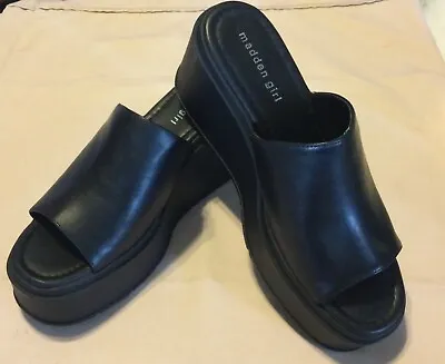 Madden Girl Windy Platform Slip On Wedge Sandal Black Paris Size 8.5 NEW IN BOX • $30