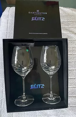 Dartington Glitz Wine Goblets With Swarovski Elements. New Boxed Pair. • £20