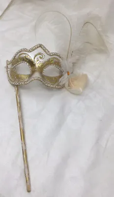 La Maschera Del Galeone White And Gold Mask On Stick. BENEFITS CHARITY. • $12.50