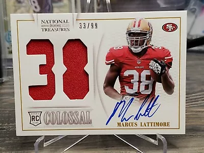 2013 National Treasures Rookie Colossal Marcus Lattimore AUTO JERSEY RC /99 • $26.99