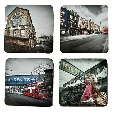 Tea Cup Coasters Coffee Glass Camden Bridge Vintage UK London Bus Souvenirs Mats • £2.90