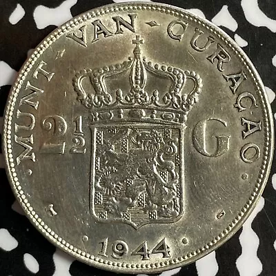 1944-D Curacao 2 1/2 Gulden Lot#D6955 Large Silver Coin! Nice! • $35