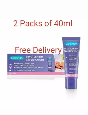 2 Pack Of Lansinoh Cream Natural Relief Cracked Nipples Breastfeeding 40ml  • £25.95