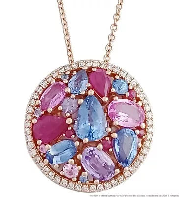 New Effy 4.1ct Multi Gemstone 0.25ct Diamond 14K Rose Gold Ladies Necklace Tags • $660