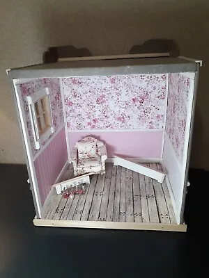 Dollhouse Room Box Finished PINK & WHITE Interior 1:12 Miniature Move In Ready  • $78.77