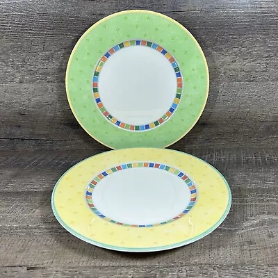 Villeroy Boch Twist Alea Limone & Twist Alea Verde Dinner Plates Set Of 2 • $44.49