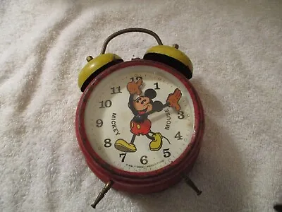 Vntg. Disney MICKEY MOUSE 2 Bell Peg Leg Alarm Clock Mde. In Germany By BRADLEY • $24.99