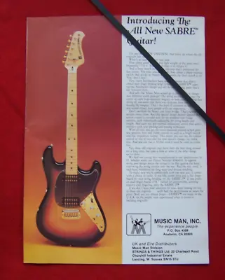 Music Man Sabre Ii Guitar 1979 Original Vintage Advert • $8.69