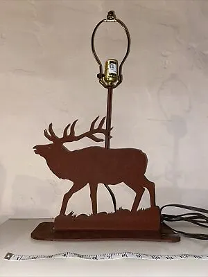 Rustic Elk Lamp Deer Antler Metal Cabin Decor Mancave • $120