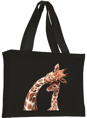£9.99 • Buy Mother & Baby Giraffe Cotton Shopping Bag, Choice Of Colours, Black, Cream