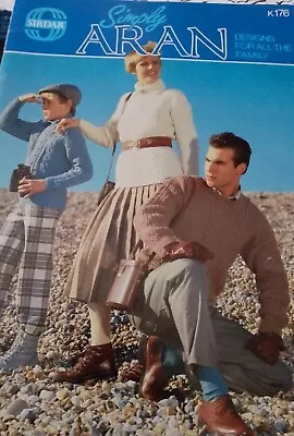 Simply Aran Sirdar Designs Family Knitting Patterns Booklet K176 Vintage 1980s • £5.50