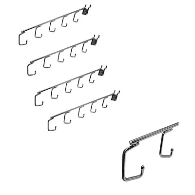 $33.77 • Buy 4 Pc Chrome Pegboard 5 Hook Waterfall J Hook -16 Inch Long