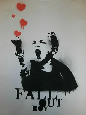 FALL OUT BOY 'Banksy Style' OFFICIAL T-SHIRT Pop Punk INDIE Emo ALTERNATIVE • £9.99