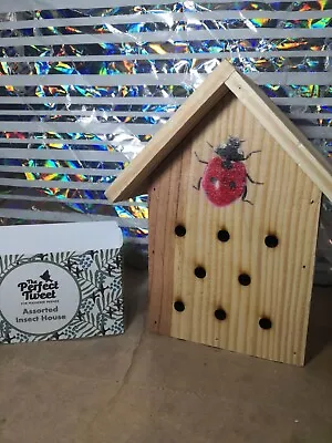 Hanging Wooden Ladybird Logo Assorted Insect House Perfect Tweet Garden Ornament • £8.50