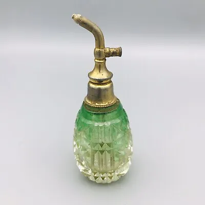 £43.95 • Buy Antique Victorian Edwardian Cut Green Fade Glass Atomiser Perfume Bottle